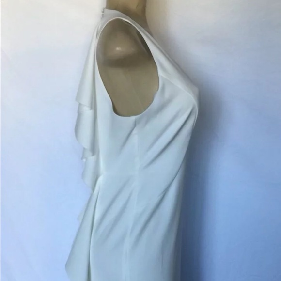 NWT Nicole Miller NY Sz 6 White Ruffle Crepe Gown - Picture 6 of 8